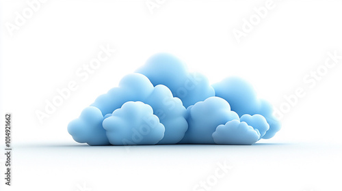 A soft, fluffy blue cloud against a clean white background, perfect for adding a serene touch to any design or project.