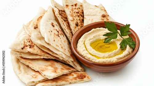 Hummus and pita bread, a classic Middle Eastern snack.