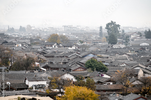 Overlooking the Old Town of Lijiang in China