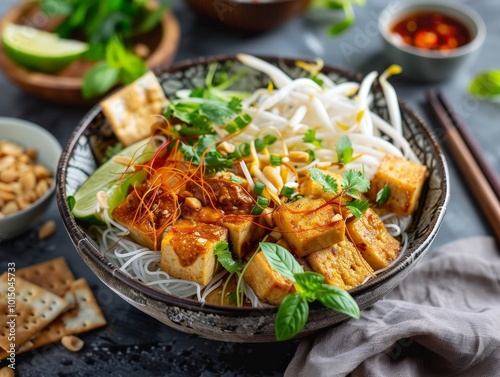 Delicious Tofu Bowl with Spicy Peanut Sauce