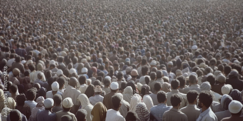 A crowd of migrant. The problem of migration, overpopulation.