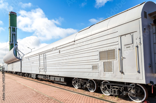 The intercontinental ballistic missile on the railway launcher