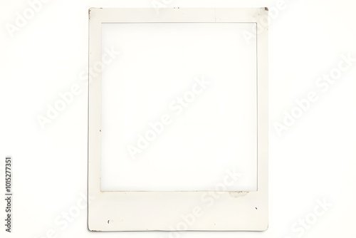 Polaroid photo frame with blank white background, vintage style, copy space