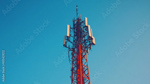 towering radio antenna stands against a clear sky, symbolizing global connectivity, communication networks, and the power of technology to bridge distances and enable the flow of information