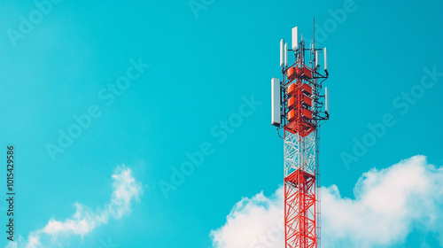 towering radio antenna stands against a clear sky, symbolizing global connectivity, communication networks, and the power of technology to bridge distances and enable the flow of information