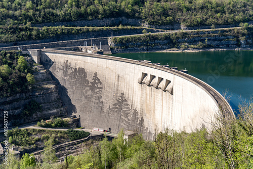 Close-up of a dam for hydroelectric energy generation