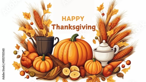 happy thanksgiving banner with decoration