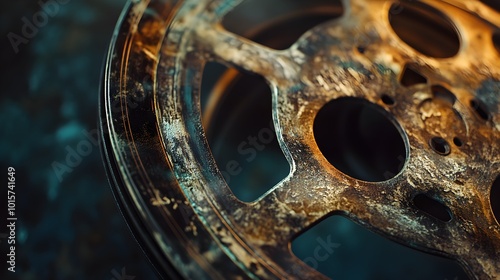 Vintage Film Reel Closeup Rusty and Worn