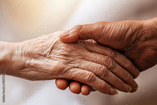 young hand holds hand of senior, care and help concept