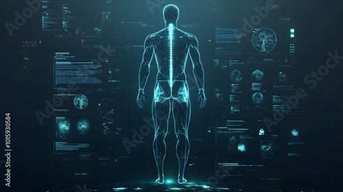 Futuristic Hologram Human Body Scan with Data Interface