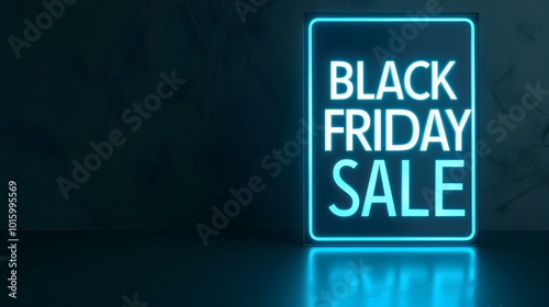 Light Blue 'BLACK FRIDAY SALE' Neon Sign on an elegant Dark Background