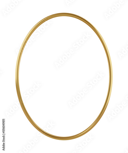 Vertical gold oval picture frame. Thin jewelry border for photo or award. Realistic shiny vector illustration with gradient mesh isolated on white background.