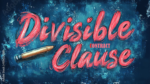 Illustrated text of divisible contract clause with pencil on abstract background