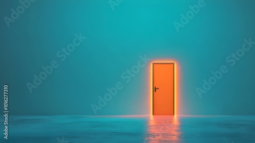 A single beam of light shining through a closed door representing the possibility of escape hope and the promise of a brighter future This image conveys the concept of new opportunities