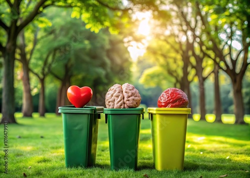 Heart and Brain Symbolism in Waste Containers: A High Depth of Field Perspective