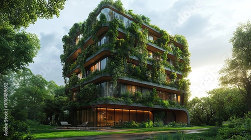 an environmentally conscious architectural project green building design the principles of sustainability striving for efficient use of resources and minimal environmental impact.stock image