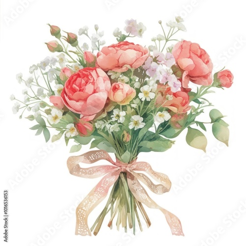 Elegant watercolor floral bouquet