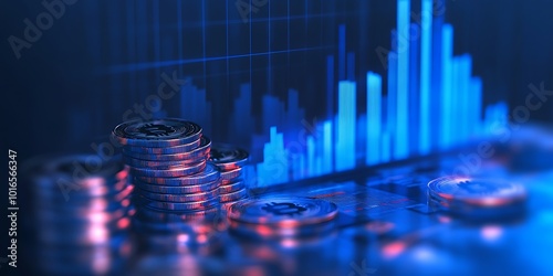 A chart of economically developing coins. business concept.