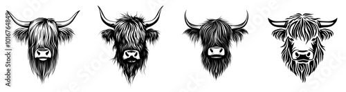 Illustration of a Highland Cow in a Minimalist and Simple Silhouette