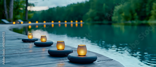 Serene Evening Meditation, a tranquil scene of individuals reflecting in soft twilight, surrounded by gentle nature sounds and calming ambiance.