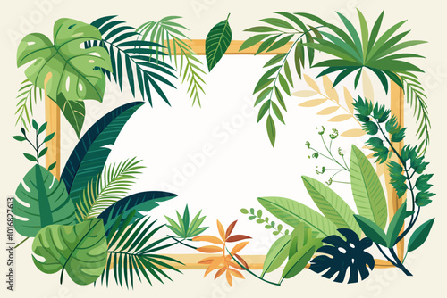 A tropical leaves frame illustration