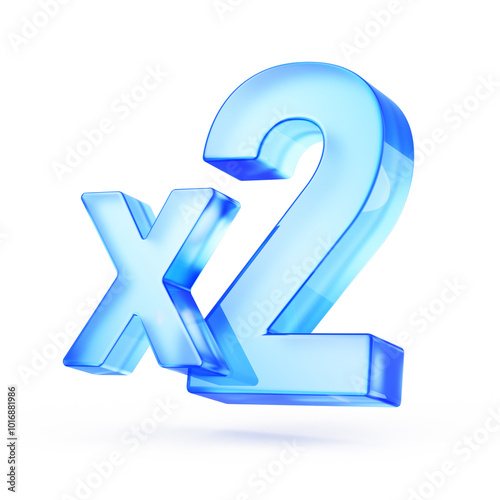 x2 symbol icon. 3d illustration