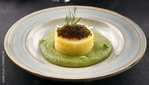 Potato-leek puree with caviar 5 star cuisine