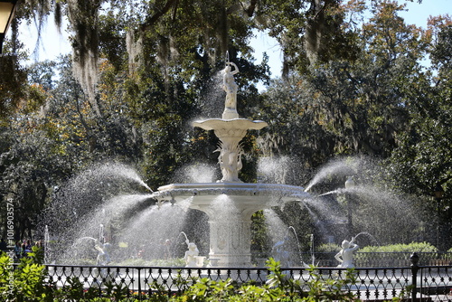 Forsyth Park Fountain, Savannah, Georgia Landmark 