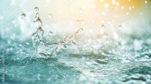 This artistic photograph captures a dynamic splash of water mid-jump, sparkling under soft lighting, embodying elegance, fluidity, and the essence of life.