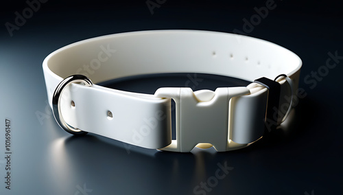 mockup plain white dog collar plastic clasp rendered multiple angles showcasing minimalist design isolated object ideal household pet use