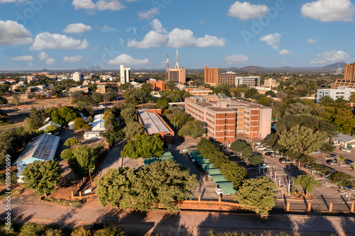 aerial view, Gaborone, Botswana, city center, government enclave