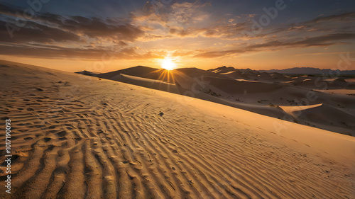 Atardecer en el desierto con vista a dunas de arena