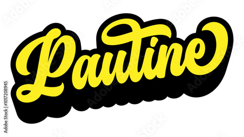 Given name Pauline written in retro groovy three-dimensional script lettering