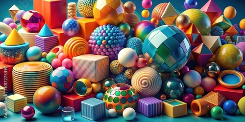 An Abstract Image Of A Group Of Objects Of Different Sizes, Shapes, And Colors That Are Clustered Together In An Unappealing Manner.