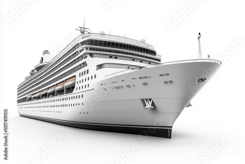 white ship cruise liner isolated on white background