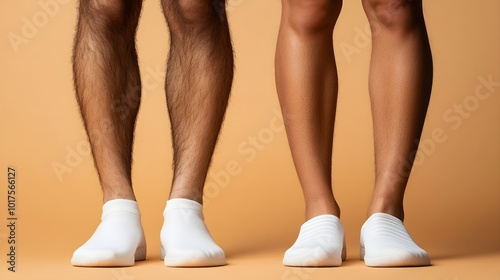 Shaving versus waxing, before-and-after images of leg hair, showcasing stubble after shaving and smoother results from waxing, Photorealistic, Soft Lighting, High Detail