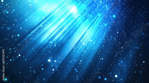 Blue abstract background with light effects: Glowing light rays radiating across a deep blue abstract background, creating a mesmerizing and energetic visual.