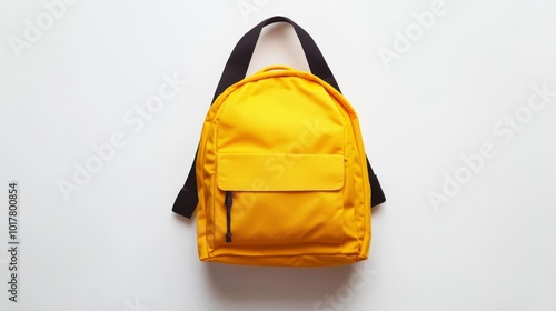 A bright yellow backpack that can be used for carrying books and personal items.