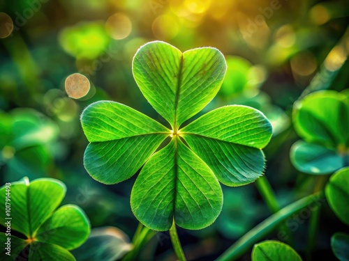 Lush Green Lucky Clover with Three and Four Leaves Symbolizing Good Fortune in Natural Setting