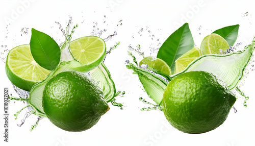 Zesty green limes and leaves, ideal for adding a tangy twist to your culinary creations.