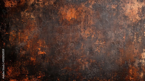 Textured dark metal surface with rust and patina