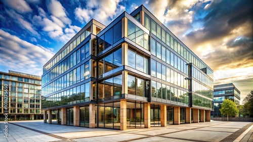 modern cubic building with big windows in London style