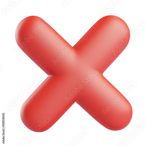 red cross mark 3d render icon isolated on transparent background cutout