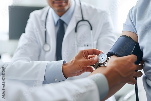 Doctor Taking Blood Pressure Reading During Checkup