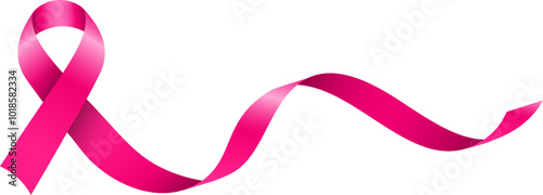 pink ribbon with long tale in transparent for health or cancer awareness, banner, posters, events