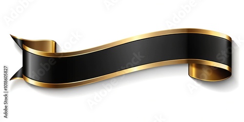 asymmetrical gold and black ribbon with a three-dimensional design