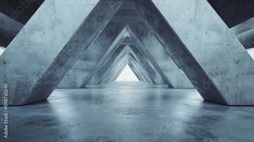 Abstract Concrete Tunnel with Triangular Supports