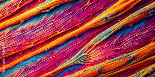 Microscopic Structure of Skeletal Muscle Tissue Showing Striations and Fiber Arrangement Under Microscope