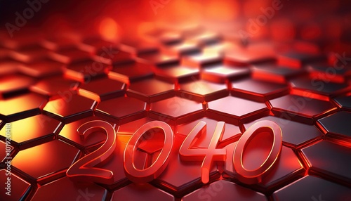 Futuristic 2040 Design with Hexagonal Patterns