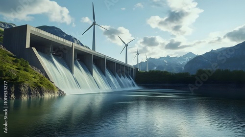 75. A visualization of renewable energy sources like wind, solar, and hydro